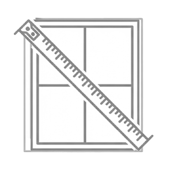 Icon representing custom architectural window dimensions and sizing services.